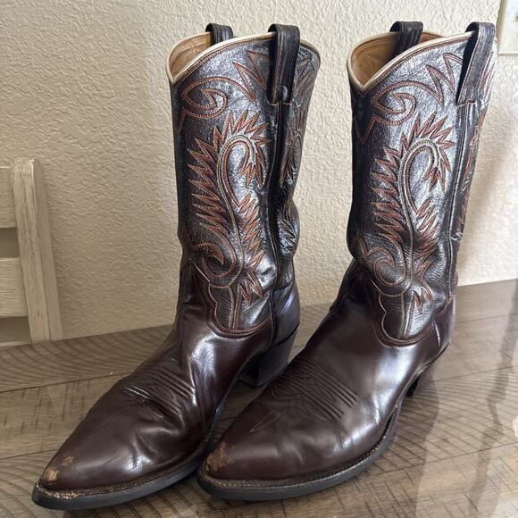 Vintage Exotic Nocona Men\'s Cowboy Boots Size 14 E Made In USA Brown Rare main image 15